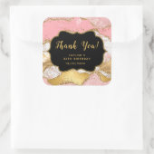 金ゴールドとピンクシークンズアゲイト誕生日ありがとう スクエアシール (バッグ)