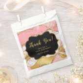 金ゴールドとピンクシークンズアゲイト誕生日ありがとう フェイバーバッグ (クリップ留めされた状態)