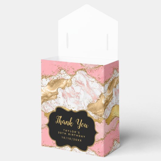 金ゴールドとピンクシークンズアゲイト誕生日ありがとう フェイバーボックス (オープン)