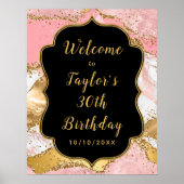 金ゴールドとピンクシークンズアゲイト誕生日へようこそ ポスター (正面)