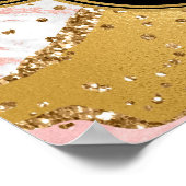 金ゴールドとピンクシークンズアゲイト誕生日へようこそ ポスター (角)