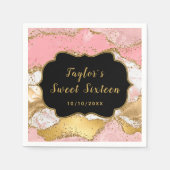 金ゴールドとピンクシークンズアゲイトSweet sixteen スタンダードカクテルナプキン (正面)