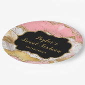 金ゴールドとピンクシークンズアゲイトSweet sixteen ペーパープレート (アングル)