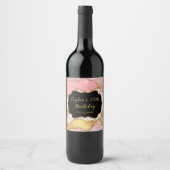 金ゴールドとピンクシークンズアゲート誕生日 ワインラベル (正面)