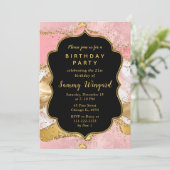 金ゴールドとピンクシークンズアゲート誕生日 招待状 (スタンド正面)