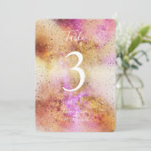 金ゴールドとピンクスカイウォーターの色 |テーブル番号カード 招待状 (スタンド正面)