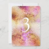 金ゴールドとピンクスカイウォーターの色 |テーブル番号カード 招待状 (正面)