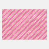 金ゴールドとピンクストライプ色 ラッピングペーパーシート (正面3)