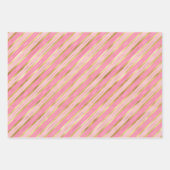 金ゴールドとピンクストライプ色 ラッピングペーパーシート (正面2)