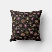 金ゴールドとピンクスノーフレークベビー誕生統計 クッション (裏面)