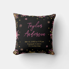 金ゴールドとピンクスノーフレークベビー誕生統計 クッション