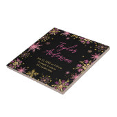 金ゴールドとピンクスノーフレークベビー誕生統計 タイル (側面)