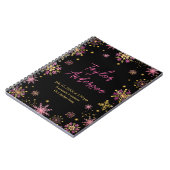 金ゴールドとピンクスノーフレークベビー誕生統計 ノートブック (左側)