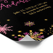 金ゴールドとピンクスノーフレークベビー誕生統計 ポスター (角)