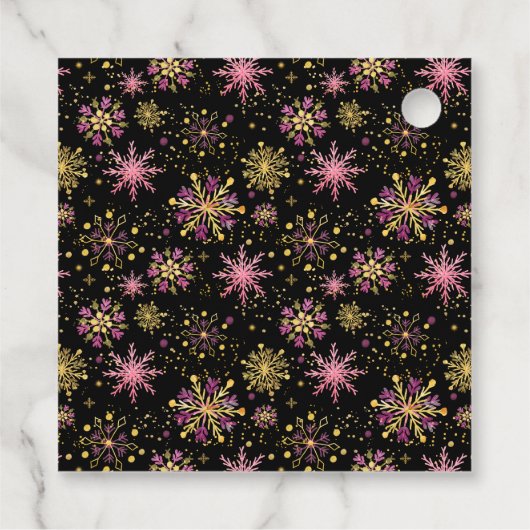 金ゴールドとピンクスノーフレーク誕生日ありがとう フェイバータグ (裏面)