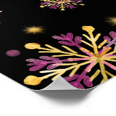 金ゴールドとピンクスノーフレーク誕生日パーティーへようこそ ポスター (角)