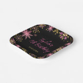 金ゴールドとピンクスノーフレーク誕生日パーティー ペーパープレート (傾斜あり)