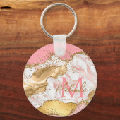 金ゴールドとピンクセクインズアゲート キーホルダー (正面)