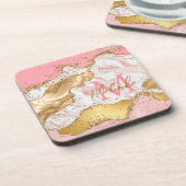 金ゴールドとピンクセクインズアゲート コースター (左側)