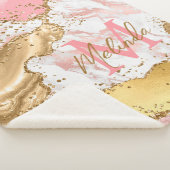 金ゴールドとピンクセクインズアゲート シェルパブランケット (3/4)