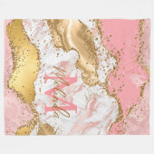 金ゴールドとピンクセクインズアゲート フリースブランケット (正面(横))