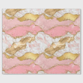 金ゴールドとピンクセクインズアゲート ラッピングペーパー (フラット)