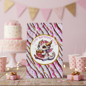 金ゴールドとピンクドラゴンガール誕生日 ミディアムペーパーバッグ