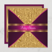 金ゴールドとピンクベビーシャワー招待状 招待状 (正面/裏面)