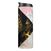 金ゴールドとピンクマーブルジェムストーンモノグラム タンブラー (回転右)