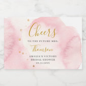 金ゴールドとピンクミニブライダルシャワー スパークリングワインラベル (シングルラベル)