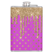 金ゴールドとピンク水玉模様フラスコ フラスク (裏面)