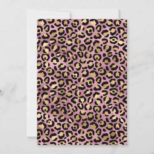 金ゴールドとピンク絵を描ヒョウブラック40歳の誕生日 招待状 (裏面)