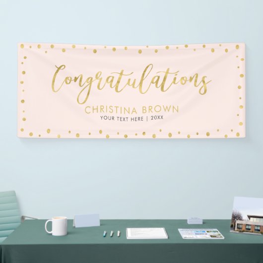 金ゴールドとピンク |おめでとうございますパーティー,イベントバナー 横断幕 (トレードショー)