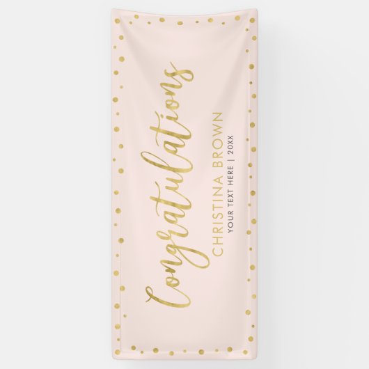 金ゴールドとピンク |おめでとうございますパーティー,イベントバナー 横断幕 (縦)