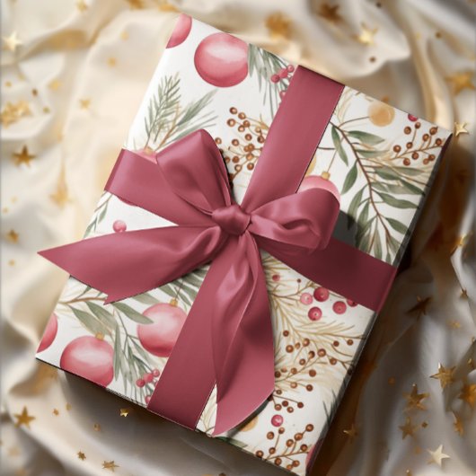 金ゴールドとピンク | オーナメント | 植物模様 ラッピングペーパー