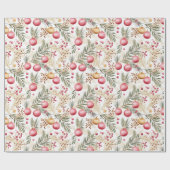 金ゴールドとピンク | オーナメント | 植物模様 ラッピングペーパー (フラット)