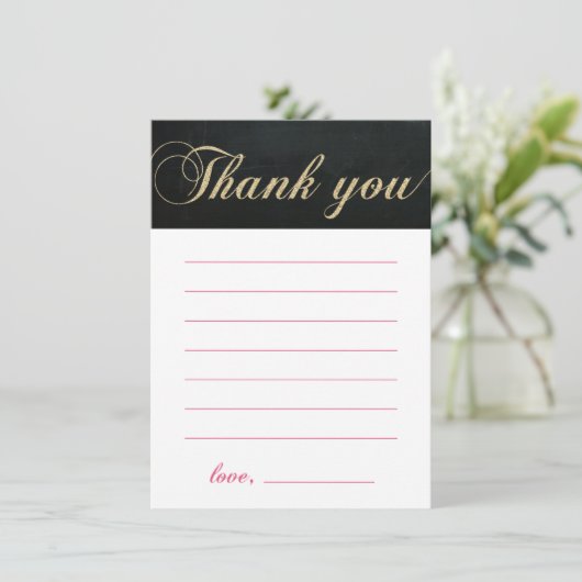 金ゴールドとピンク |シャルボードガールパーティーありがとうございます サンキューカード (スタンド正面)