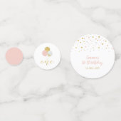 金ゴールドとピンク |バルーン女の子1st誕生日パーティー コンフェッティ (裏面)