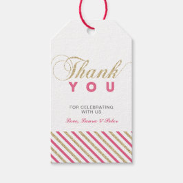金ゴールドとピンク |パーティモダンーのお願いありがとうございますラベル ギフトタグ