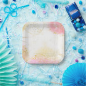 金ゴールドとピンク ペーパープレート (パーティー)