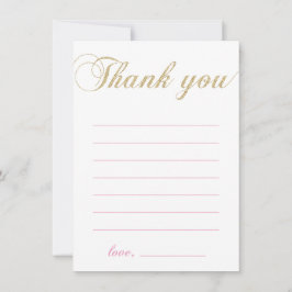 金ゴールドとピンク |女モダンの子パーティーありがとう サンキューカード