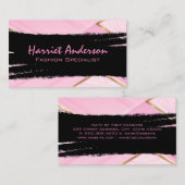 金ゴールドとピンク |黒ブラシ付きスタイリッシュ 名刺 (正面/裏面)