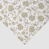 金ゴールドとフェイクグリッターのダマスクの白い背景 薄葉紙 (詳細)