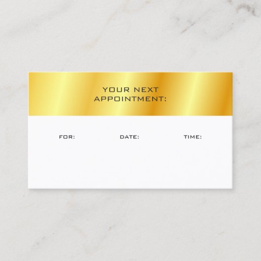 金ゴールドとフェイクホワイトアポイントメントのリマインダーテンプレート 予約カード (正面)