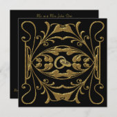 金ゴールドとブエレガントラック結婚式招待状 招待状 (正面/裏面)