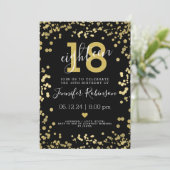 金ゴールドとブモダンラック18歳の誕生日パーティーフォイルドット 招待状 (スタンド正面)