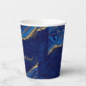 金ゴールドとブモダンロ結婚ーのエレガント名前をカスタムする 紙コップ (左)