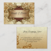 金ゴールドとブラウントーンのヴィンテージエレガント渦巻き2 名刺 (正面/裏面)