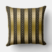 金ゴールドとブラックのストライプクローバー幾何学的 クッション (裏面)