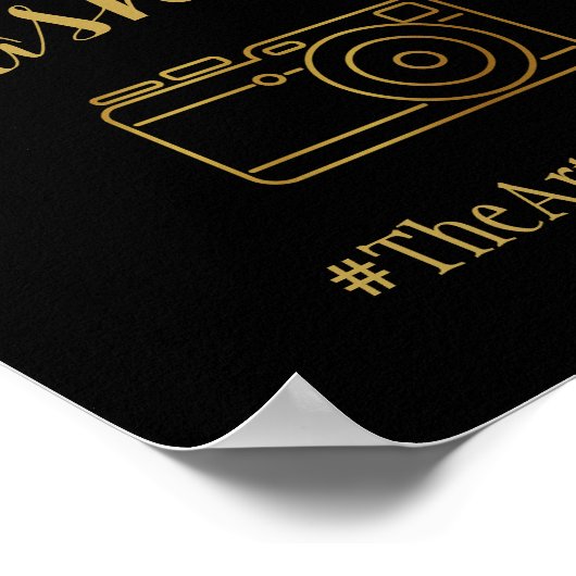 金ゴールドとブラックのソーシャル結婚・メディアまたはパーティーのサイン ポスター (角)